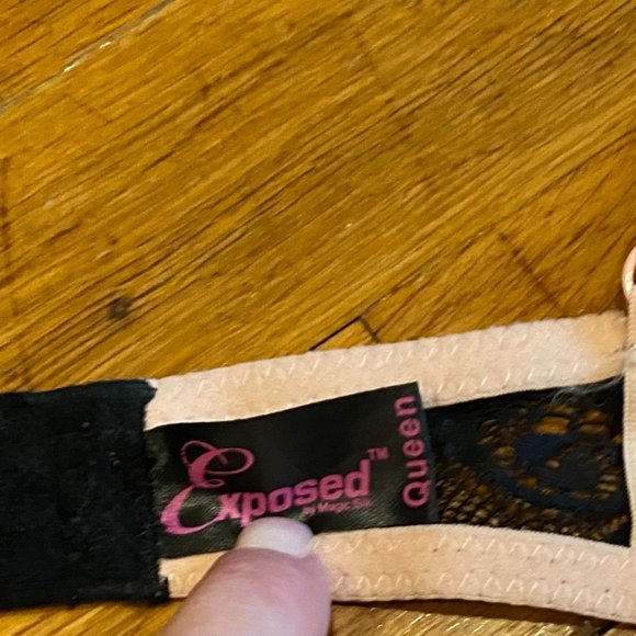 Black Lace Bra/Lingerie All In 1 Set Exposed by Magic Silk XL - Picture 4 of 6